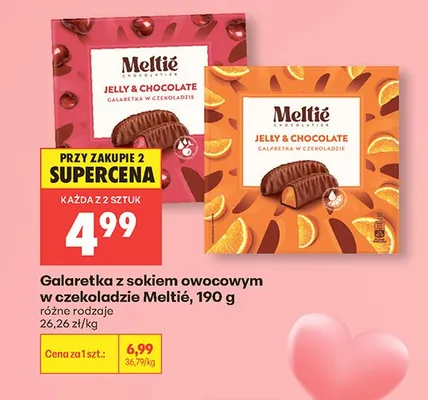 Galaretka z sokiem owocowym w czekoladzie Meltié wiśniowa promocja w Biedronka