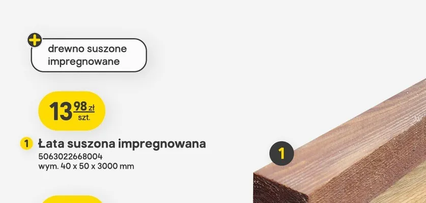 Łata suszona impregnowana wym. 40x50x3000mm promocja w Castorama