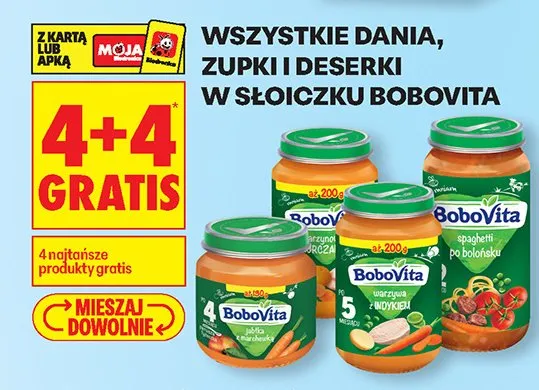 Wszystkie dania, zupki i deserki w słoiczku 4+4 GRATIS promocja w Biedronka