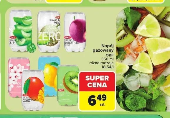 Napój gazowany OKF Sparkling Kiwi promocja w Carrefour Market