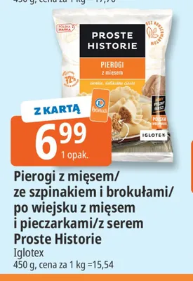 Pierogi po wiejsku z mięsem i pieczarkami Proste Historie promocja w Leclerc