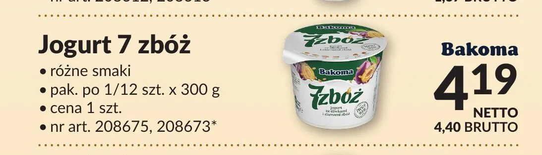 Jogurt 7 zbóż Bakoma promocja w Makro