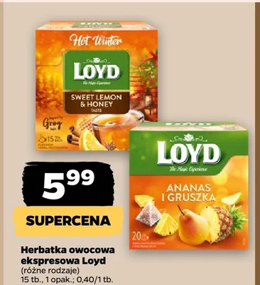 Herbatka owocowa ekspresowa Sweet Lemon & Honey Loyd promocja w Netto
