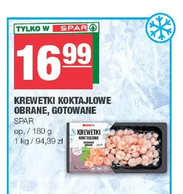 Krewetki koktajlowe obrane gotowane Spar promocja w SPAR