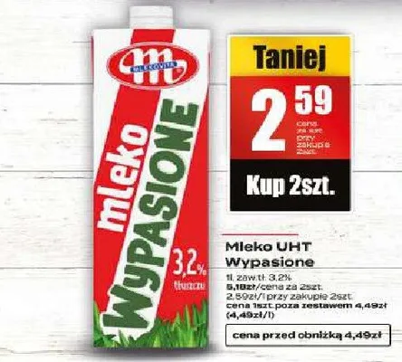 Mleko UHT wyzwolone promocja w Supeco