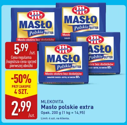 Masło polskie extra Mlekovita promocja w Aldi