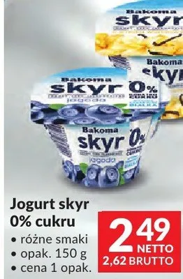 Jogurt skyr 0% cukru Bakoma różne smaki promocja w Makro