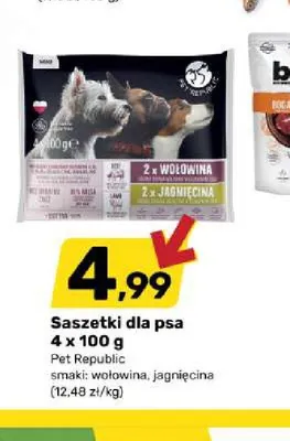 Saszetki dla psa Pet Republic wołowina 4-pak promocja w Bricomarche