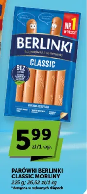 Parówki Berlinki Classic Morliny promocja w Euro Sklep