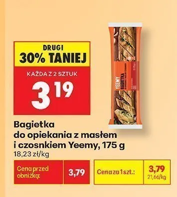 Bagietka do opiekania z masłem i czosnkiem Yeemy promocja w Biedronka