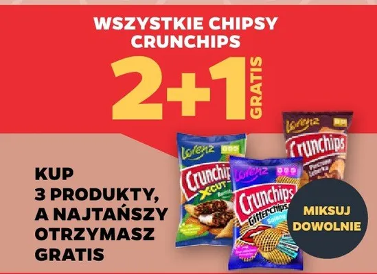 Wszystkie chipsy Crunchips 2+1 GRATIS promocja w Netto