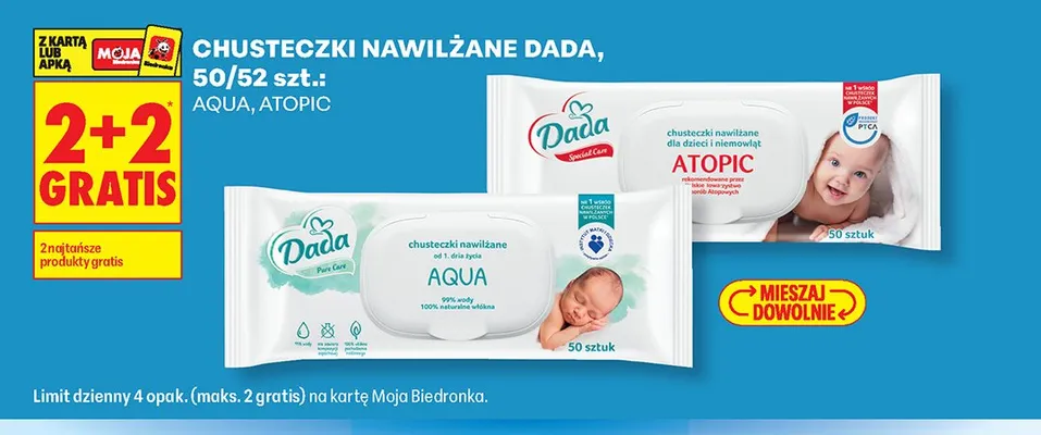 Chusteczki nawilżane Dada Atopic promocja w Biedronka