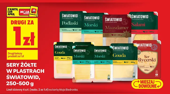Ser żółty w plastrach Światowid Morski promocja w Biedronka