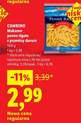 Makaron COMBINO penne rigate z pszenicy durum promocja w Lidl