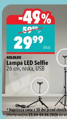 Lampa LED selfie 26cm promocja w Biedronka Home