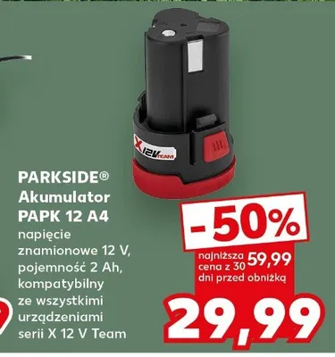 Akumulator Parkside PAPK 12 A4 promocja w Kaufland