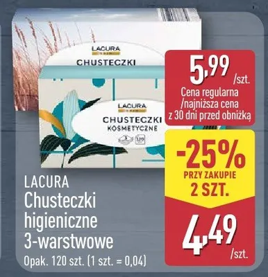 Chusteczki higieniczne 3-warstwowe promocja w Aldi