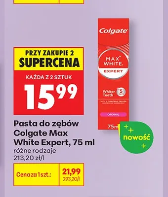 Pasta do zębów Colgate Max White Expert promocja w Biedronka