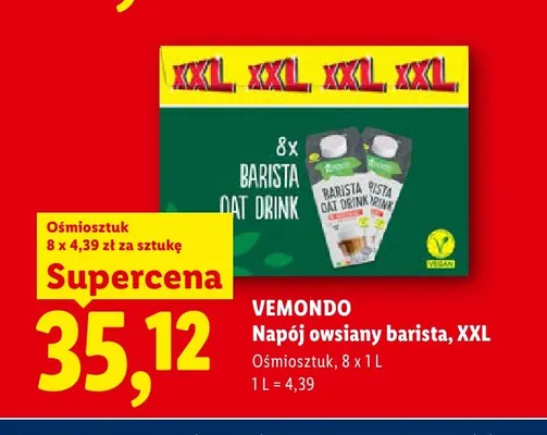 Napój owsiany barista Vemondo 8-pak XXL promocja w Lidl
