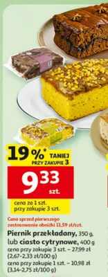 Piernik przekładany lub ciasto cytrynowe promocja w Auchan