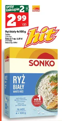 Ryż biały Sonko 4-pak 100 g promocja w TOPAZ