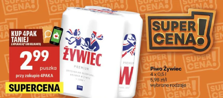 Piwo 4x0,5l wybrane rodzaje promocja w Delikatesy Centrum