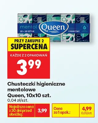 Chusteczki higieniczne mentolowe promocja w Biedronka