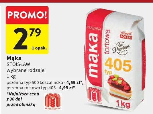 Mąka pszenna typ 500 koszalińska Stoisław promocja w Intermarche