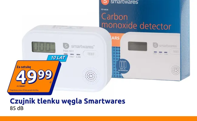 Czujnik tlenku węgla Smartwares 85dB promocja w Action