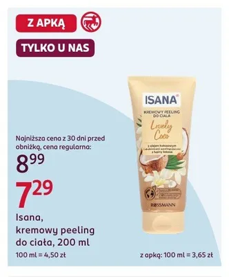 Kremowy peeling do ciała Isana Lovely Coco promocja w Rossmann