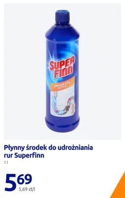 Płynny środek do udrożniania rur Superfinn promocja w Action