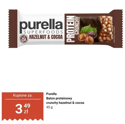 Baton proteinowy Purella Superfoods Protein Crunchy hazelnut & cocoa promocja w Dino