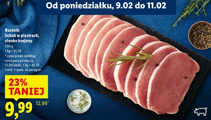 Schab w plastrach, cienko krojony promocja w Lidl