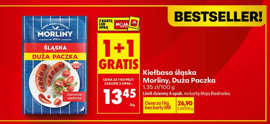 Kiełbasa śląska duża paczka promocja w Biedronka