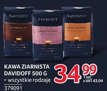 Kawa ziarnista Davidoff 500 g promocja w Selgros