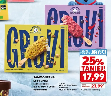 Lody Gruvi Sammontana 4-pak 80 ml promocja w Kaufland