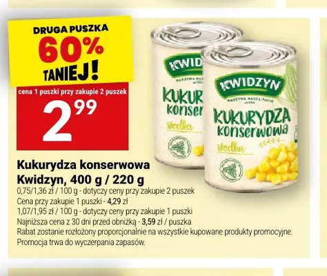 Kukurydza konserwowa Kwidzyn promocja w Twój Market