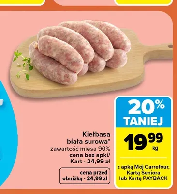 Kiełbasa biała surowa promocja w Carrefour