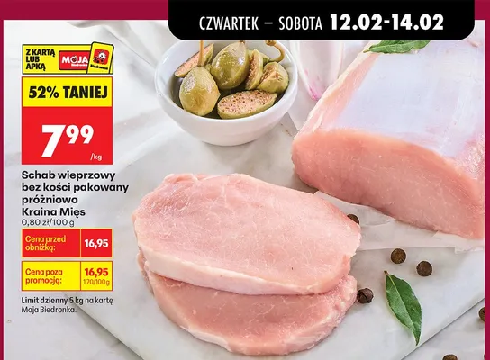 Schab wieprzowy bez kości pakowany próżniowo promocja w Biedronka
