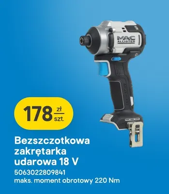 Bezszczotkowa zakrętarka udarowa Mac Allister promocja w Castorama