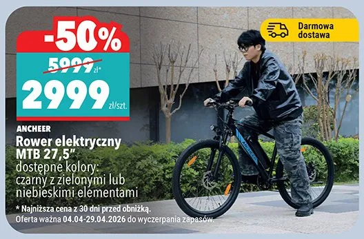 Rower elektryczny MTB 27,5" promocja w Biedronka