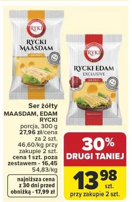 Ser żółty Maasdam Rycki promocja w Carrefour Market