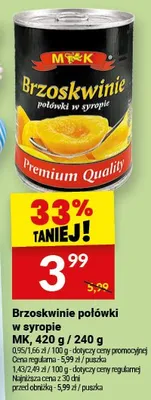 Brzoskwinie połówki w syropie MK promocja w Twój Market