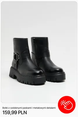Botki z ozdobnymi paskami i metalowymi detalami Cropp promocja w Cropp