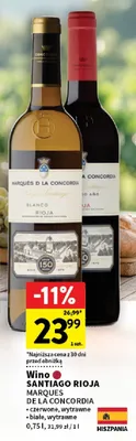 Wino czerwone wytrawne Marqués de la Concordia Rioja Santiago promocja w Intermarche