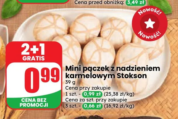 Mini pączek z nadzieniem karmelowym Stokson promocja w Dino