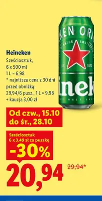 Piwo Heineken 6-pak 500 ml promocja w Lidl