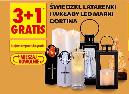 Świeczki, latarenki i wkłady LED Cortina promocja w Biedronka