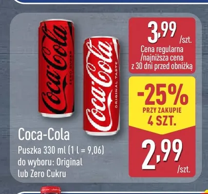 Napój gazowany Coca-Cola Zero Cukru promocja w Aldi