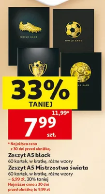 Zeszyt A5 black 60 kartek w kratkę promocja w Auchan
